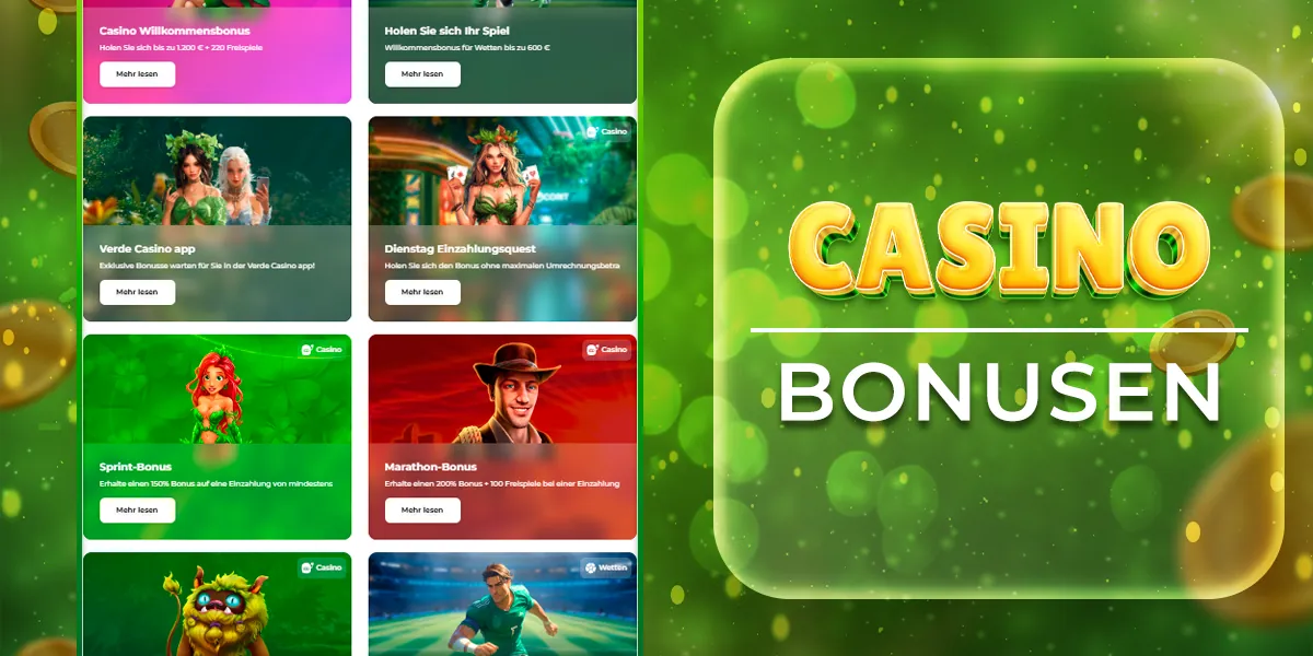 Boni von Verde für das Spielen von Casinospielen